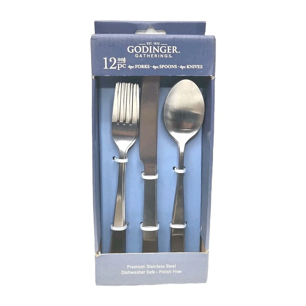 Godinger Gatherings 12-Piece‎ Stainless Steel Flatware Silverware Set